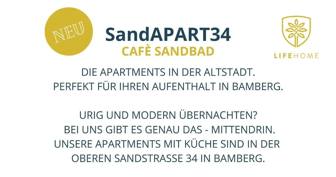 Apartment Neu Sandapart34 Fewo Cafe Sandbad Bis 3 Personen Bamberg
